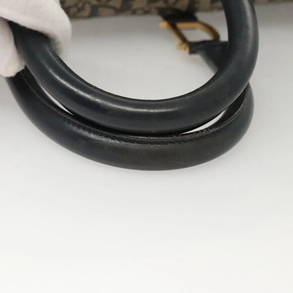 Christian Dior Trotter Canvas Boston Bag Navy Gold Auth 126426 - Picture 8 of 16